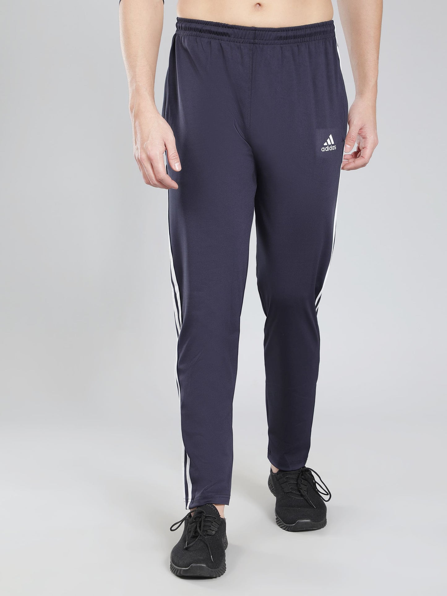 Original Adidas Three (03-Pack of 1 Black & 2 Navy Blue) -Style Solid Casual Track Pants