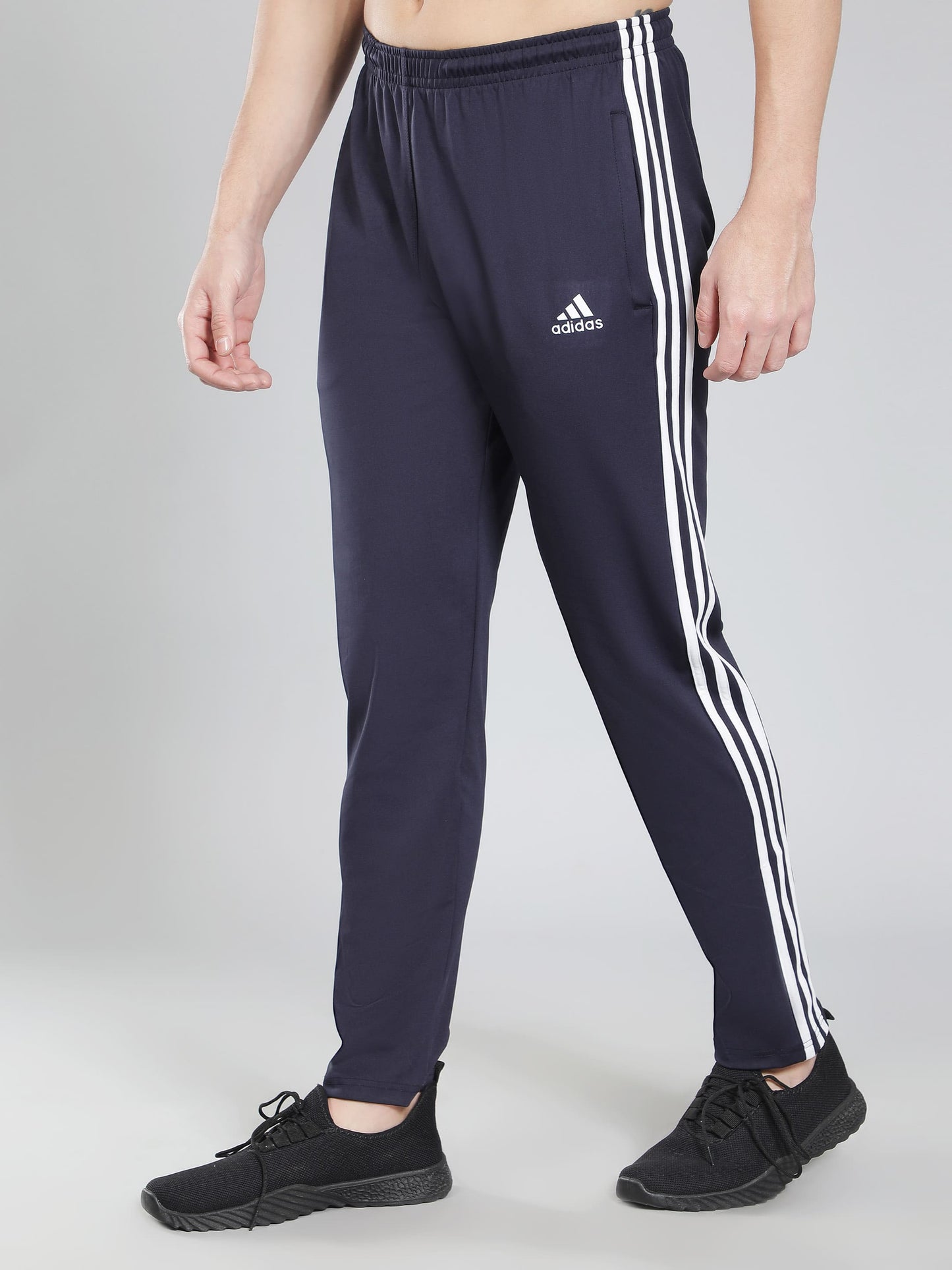 Original Adidas Three (03-Pack of 1 Black & 2 Navy Blue) -Style Solid Casual Track Pants