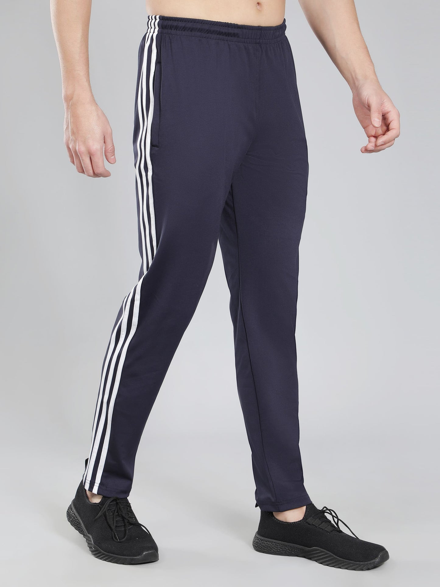 Original Adidas Three (03-Pack of 1 Black & 2 Navy Blue) -Style Solid Casual Track Pants
