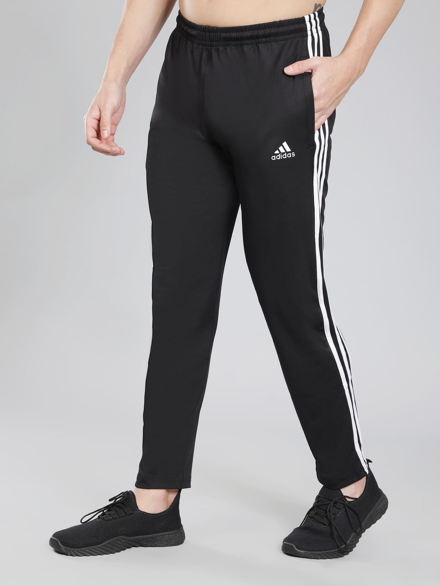Original Adidas Three (03-Pack of 1 Black & 2 Navy Blue) -Style Solid Casual Track Pants