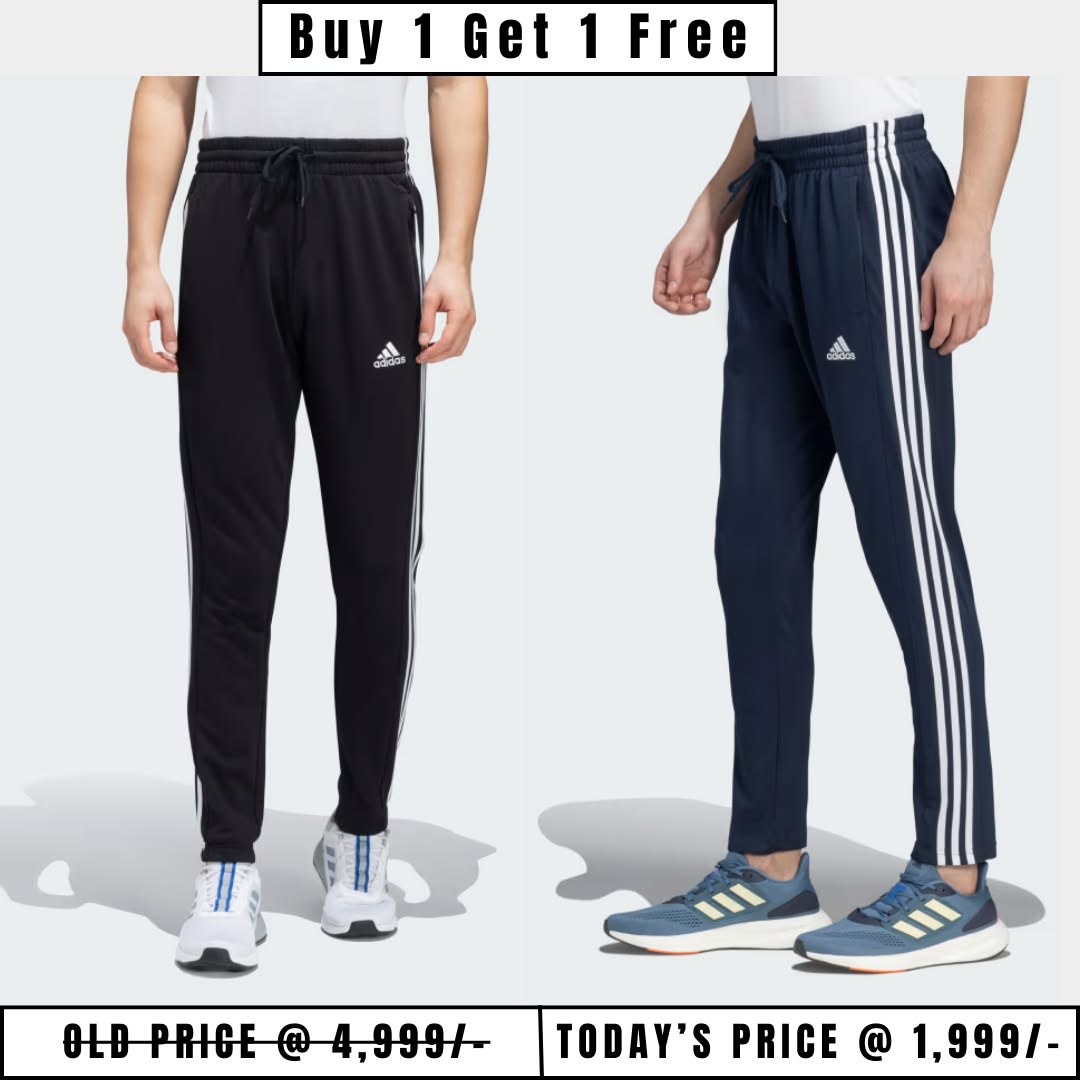 Original Adidas Solid & Casual Men Track Pants color Black & Navy Blue