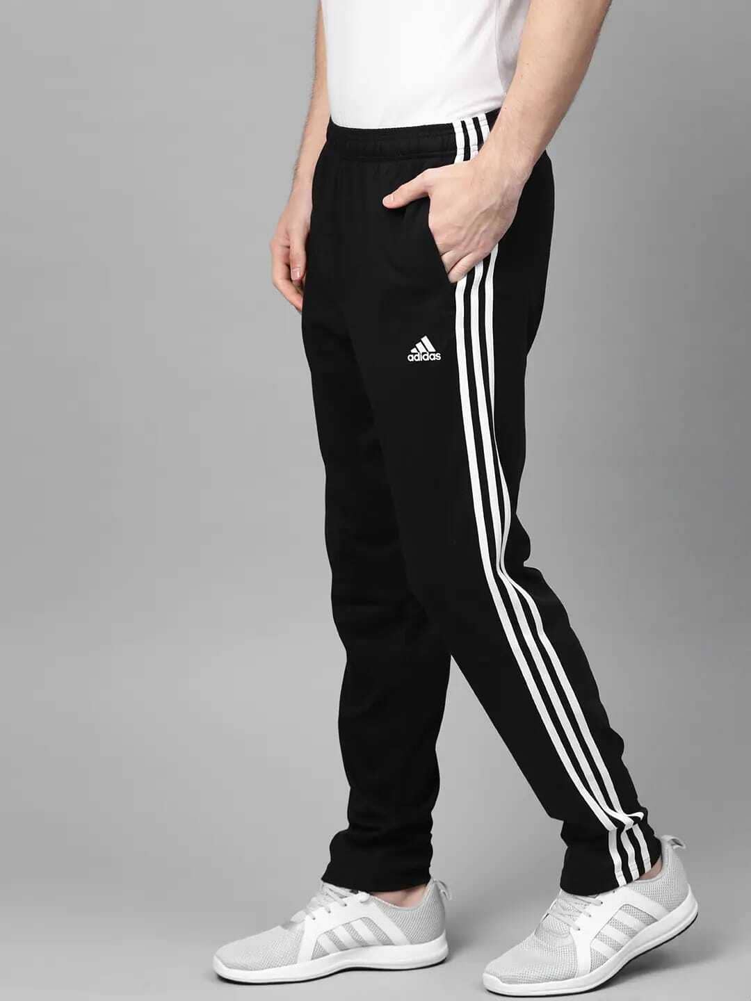 Original Adidas Solid Casual Men Track Pants color Black Navy Blue